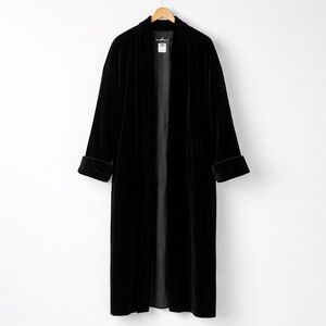 Vintage JS Collections Black Cotton Velvet Duster women’s Coat Made in Canada M